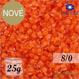 Rokajl Preciosa 8/0 Priehľadná s oranžovým prieťahom č.08A91-25g (PR08016)